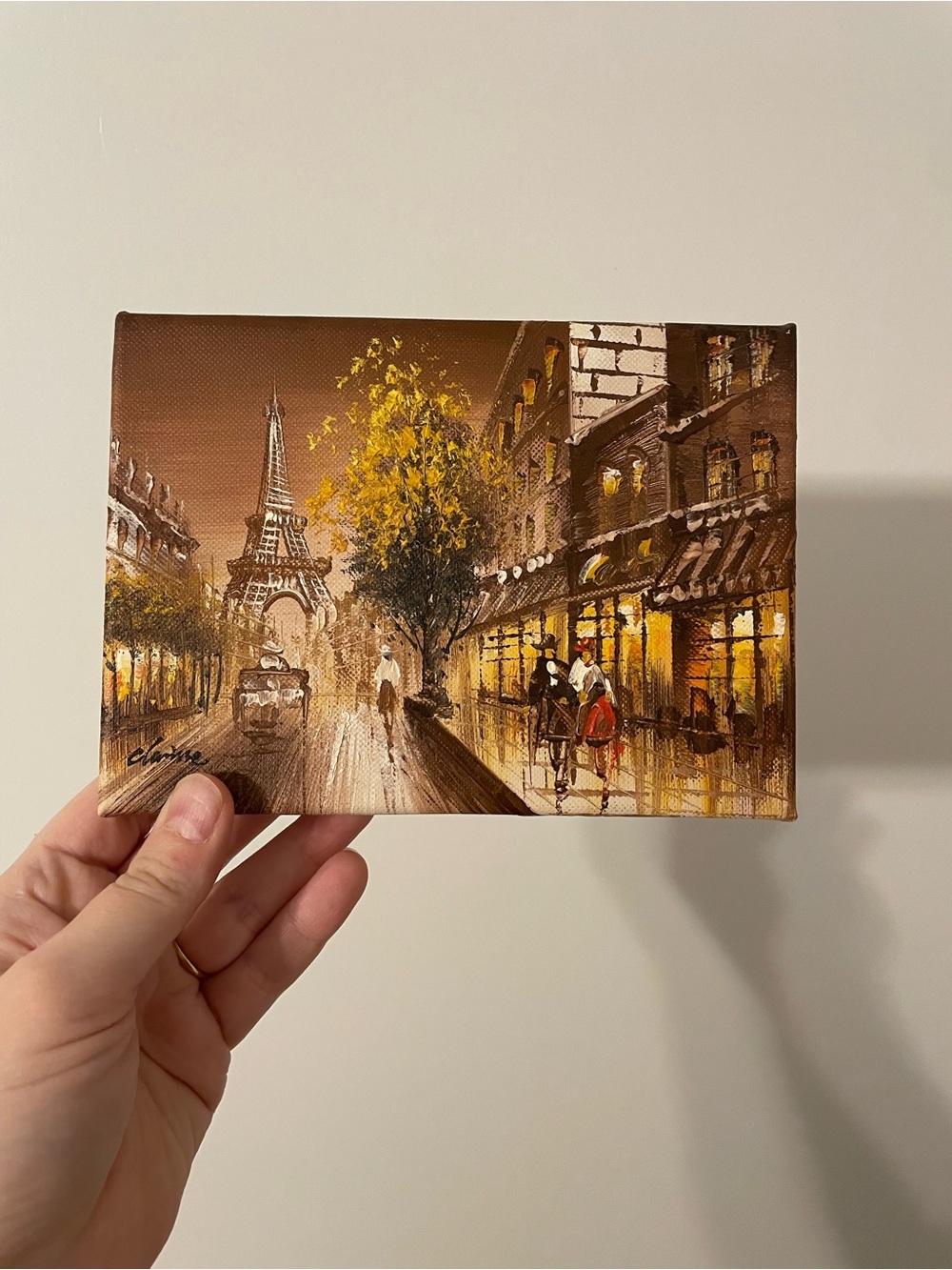 Paris Street Scene Canvas Art - Brown & Gold